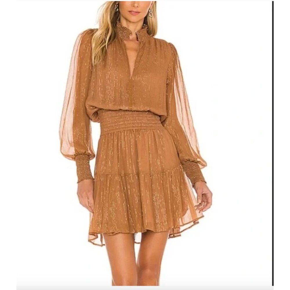 A.L.C Silvie Smocked Mini Dress in Butterscotch Size 2